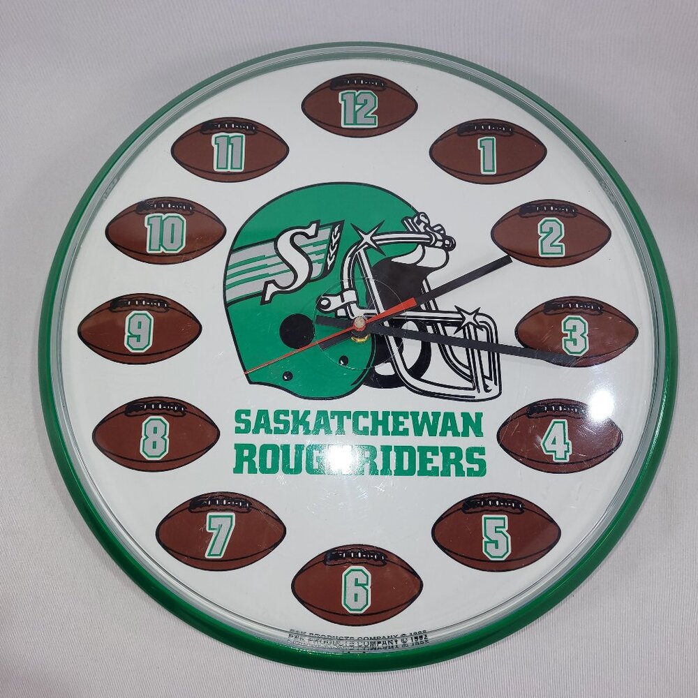 CFL Canadian Football League Vintage 1992 Saskatchewan Roughriders Wall Clock